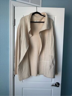 Umgee Cream Open-Front Draped Cardigan